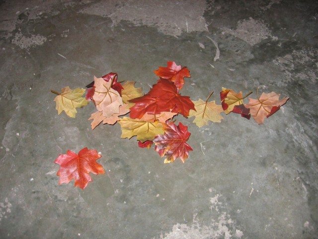 A handful of those plastic leaves plucked free.