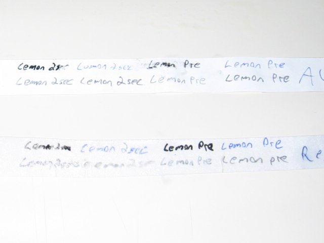 The two hour tests, looking fairly similar, but with the regular paper soaked through a bit.