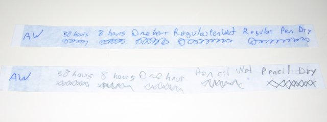 The test strips with all of the text appearing identical.