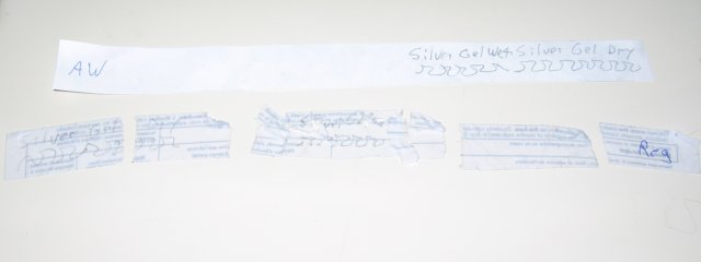 The regular paper being soaked to the point of breaking apart, and the all weather paper looking pretty much identical, except the splotches washed away and it's just half-faded text. The text barely exists on the regular paper any more.
