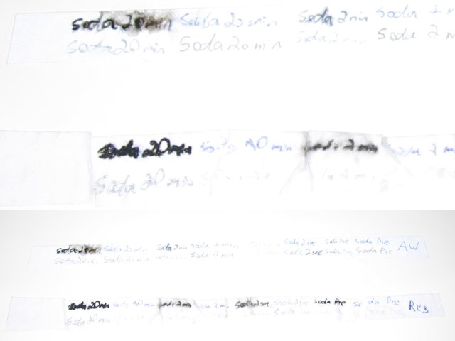 The two strips, with heavy blurring of mainly the gel pen still, and little change in the other texts.