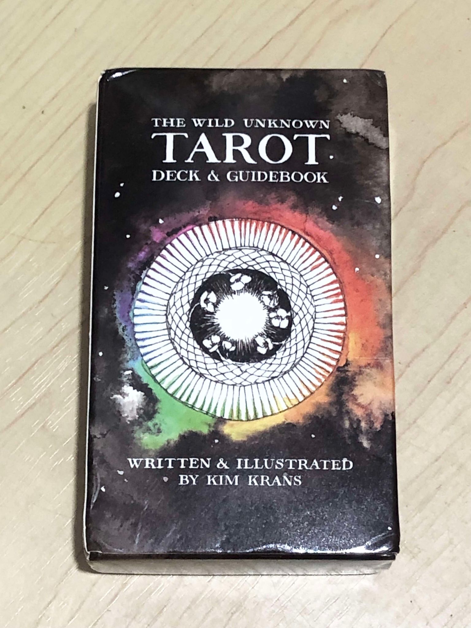 The Wild Unknown Tarot, a pattern which called to me, mainly black with lots of jarring and sudden lines and colours.