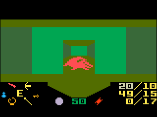 A pink alligator standing in a doorway