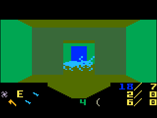 Blue giant ant standing in a doorway