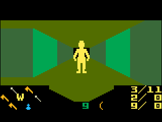 Yellow giant standing in a hallway