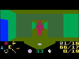 Purple minotaur standing in a doorway with another door to the side.